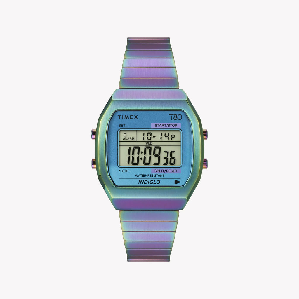 Timex Women's Purple Stainless Steel Watch, Digital Display | T80