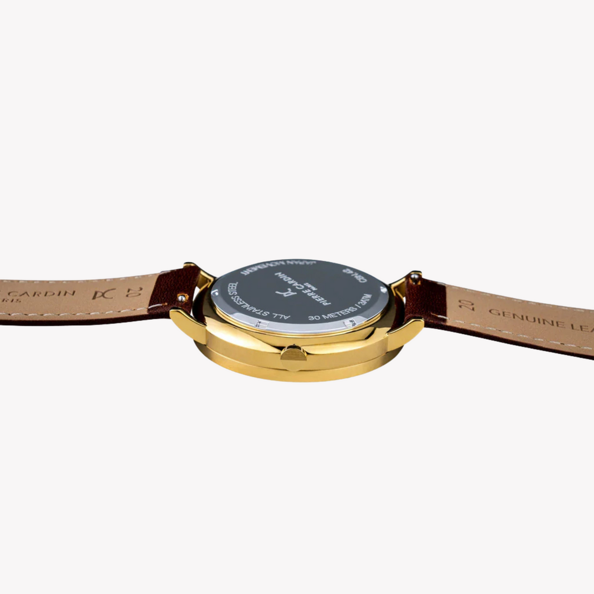 Pierre Cardin Men's Brown Leather Watch, Beige Dial | Cbn.3022
