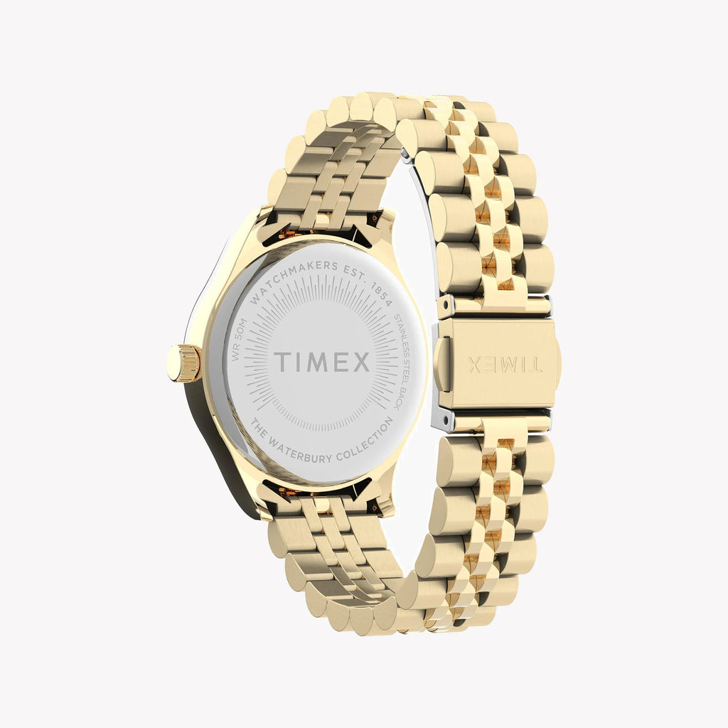 Timex Women's Gold Stainless Steel Watch, Off White Dial | Tw2u23200