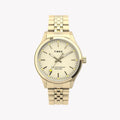 Timex Women's Gold Stainless Steel Watch, Off White Dial | Tw2u23200